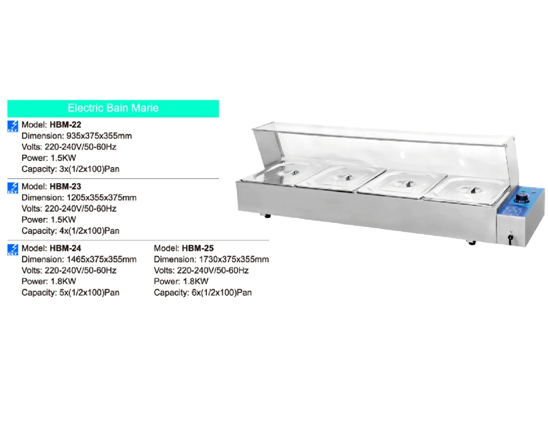 Stainless Steel Electric Counter Top Food Warmer Showcase Bain Marie with 4 Pans