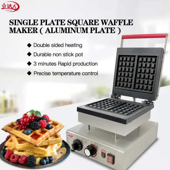 Máquina de lanche com controle manual, máquina de waffle rotativa belga, máquina de waffle