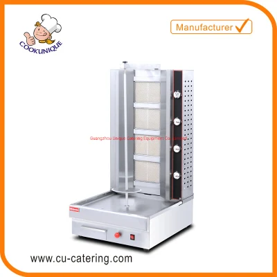 Mesa 4 Queimadores de Cerâmica Gás Shawarma Grill Máquina Comercial Automática de Kebab